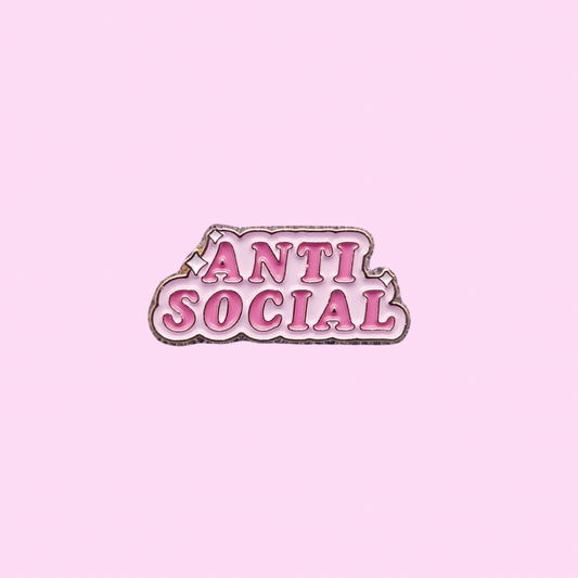 Anti social enamel pin