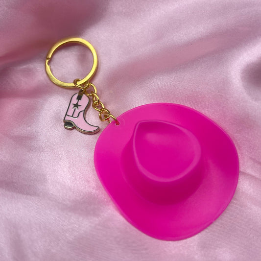 Pink Cowgirl hat charmed KeyRing