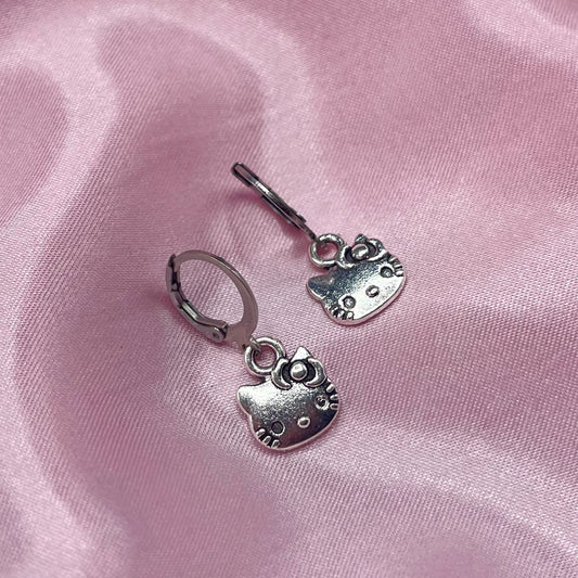 Silver Stainless steel kawaii Huggie Hoop Earrings