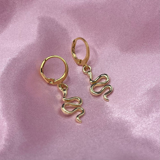 Gold Stainless steel Snake Huggie Hoop Earrings