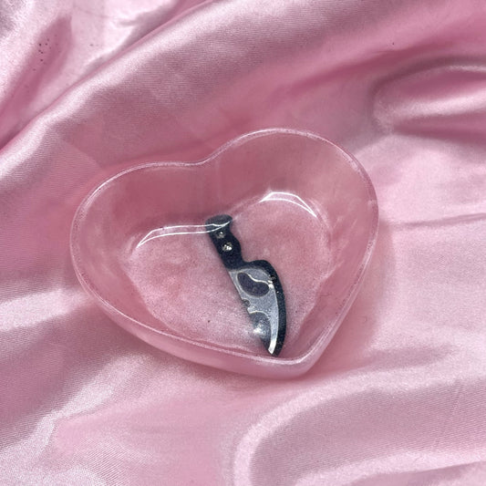 Resin Baby Pink Scream Ghostface heart Dish Jewellery Ring Holder Pot