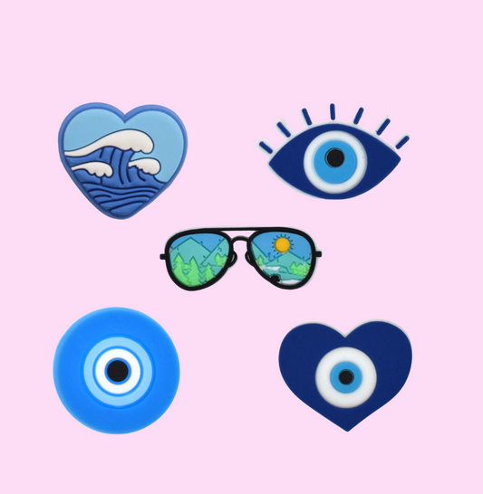 Blue evil eye protection heart  croc charm