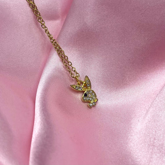 Gold stainless steel Y2k CZ bunny adjustable Necklace