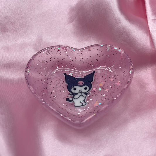 Resin Baby Pink kawaii baby devil heart Dish Jewellery Ring Holder Pot