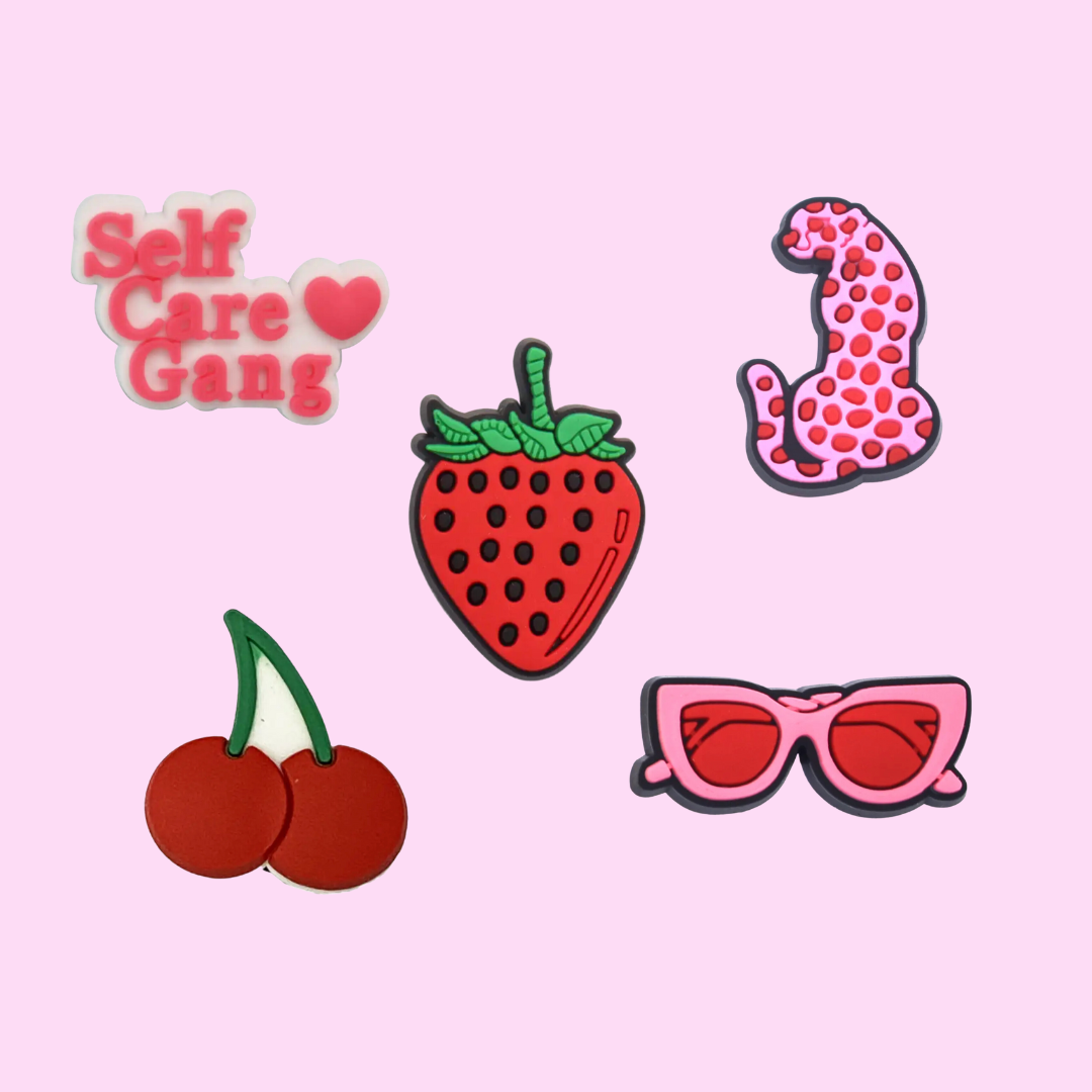 Self care gang fruit cherry croc charm