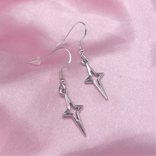 Sterling silver North Star sparkle Earrings