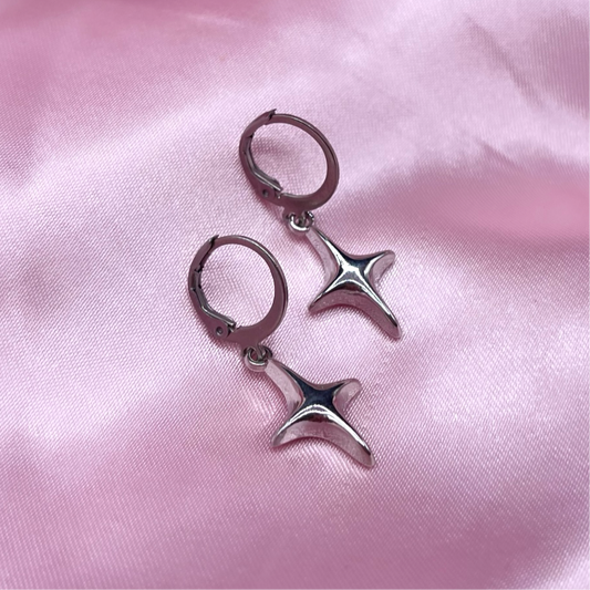 Stainless steel North Star Huggie Hoop Earrings