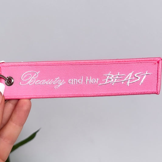 Baby pink beauty and her beast car girl KeyRing