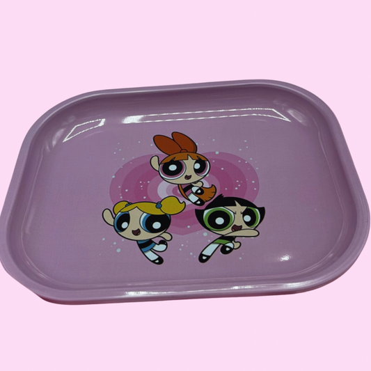 Pink powa puff gals Metal Rolling Tray