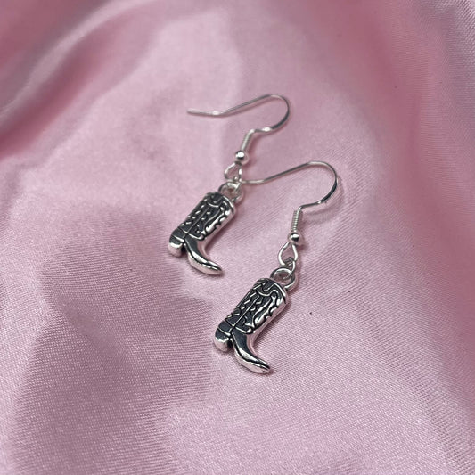 Sterling silver cowgirl boot Earrings