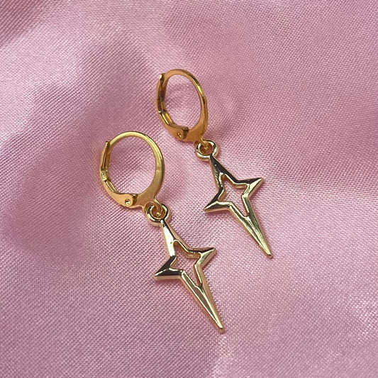 Gold Stainless steel Star Huggie Hoop Earrings