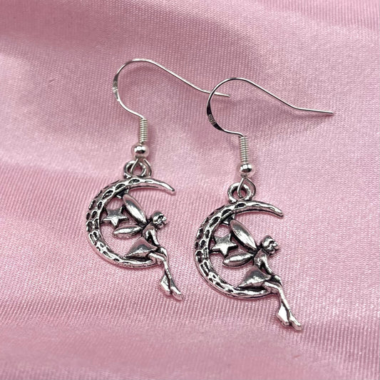 Sterling silver fairy moon earrings