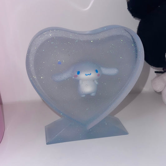 Resin Baby Blue Glitter Cinnamorroll Kawaii Heart Frame Home Decor