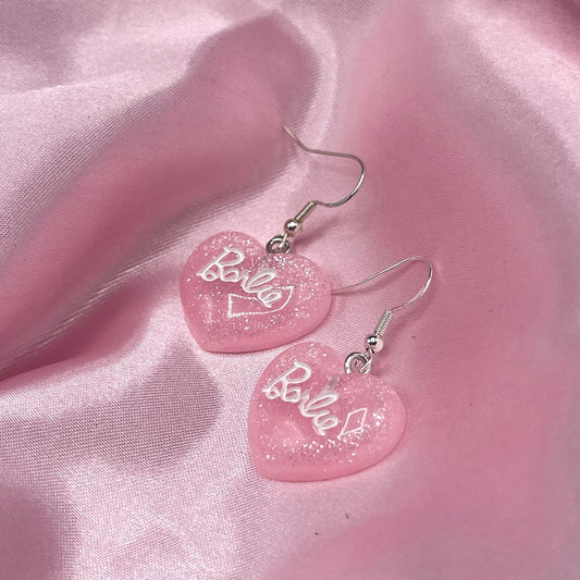 Sterling silver pink sparkle barbie Earrings