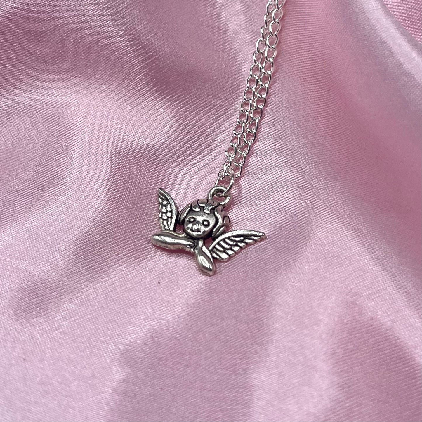 Sterling Silver Plated Cherub Necklace