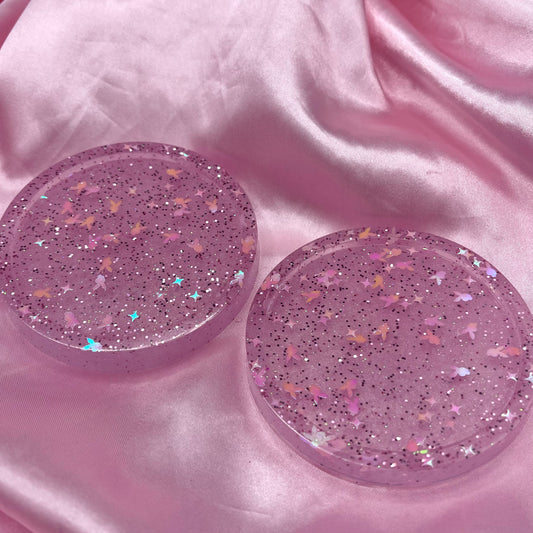 Resin Baby Pink Bunny Sparkle Coasters