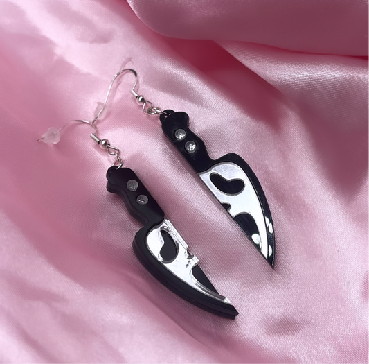 925 Sterling silver acrylic ghostface knife Earrings