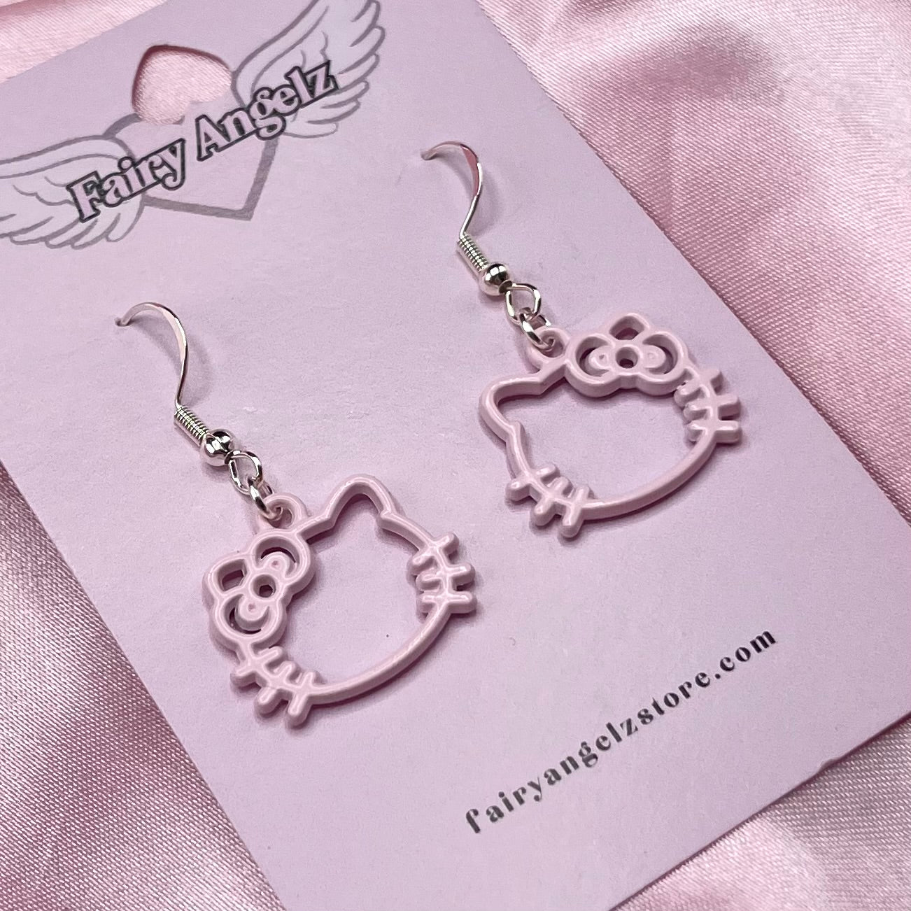 Sterling silver Kawaii Pink Kitty Earrings