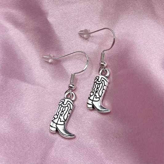 Sterling silver cowgirl boot Earrings