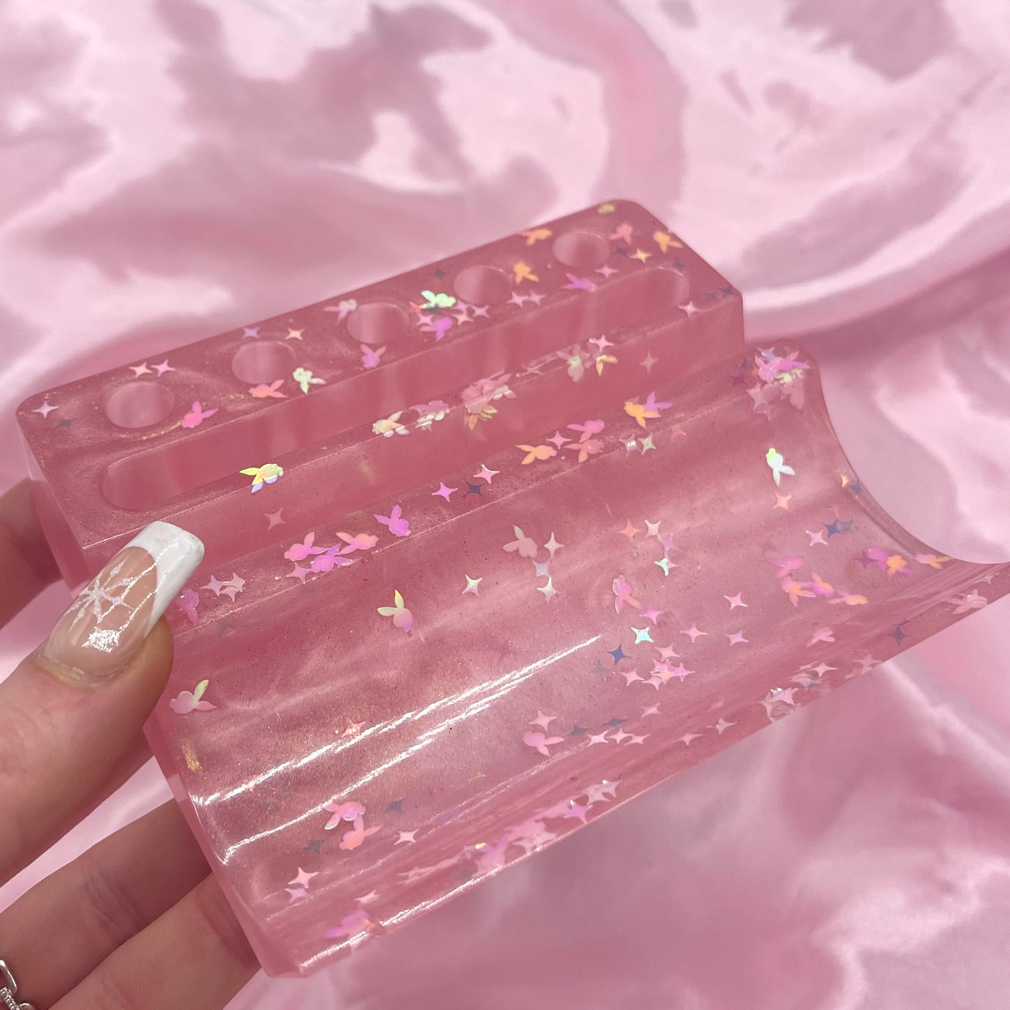 Handmade Resin Baby Pink Glitter Rolling Tray | Holder | Smoking Accessories ( pink or purple )