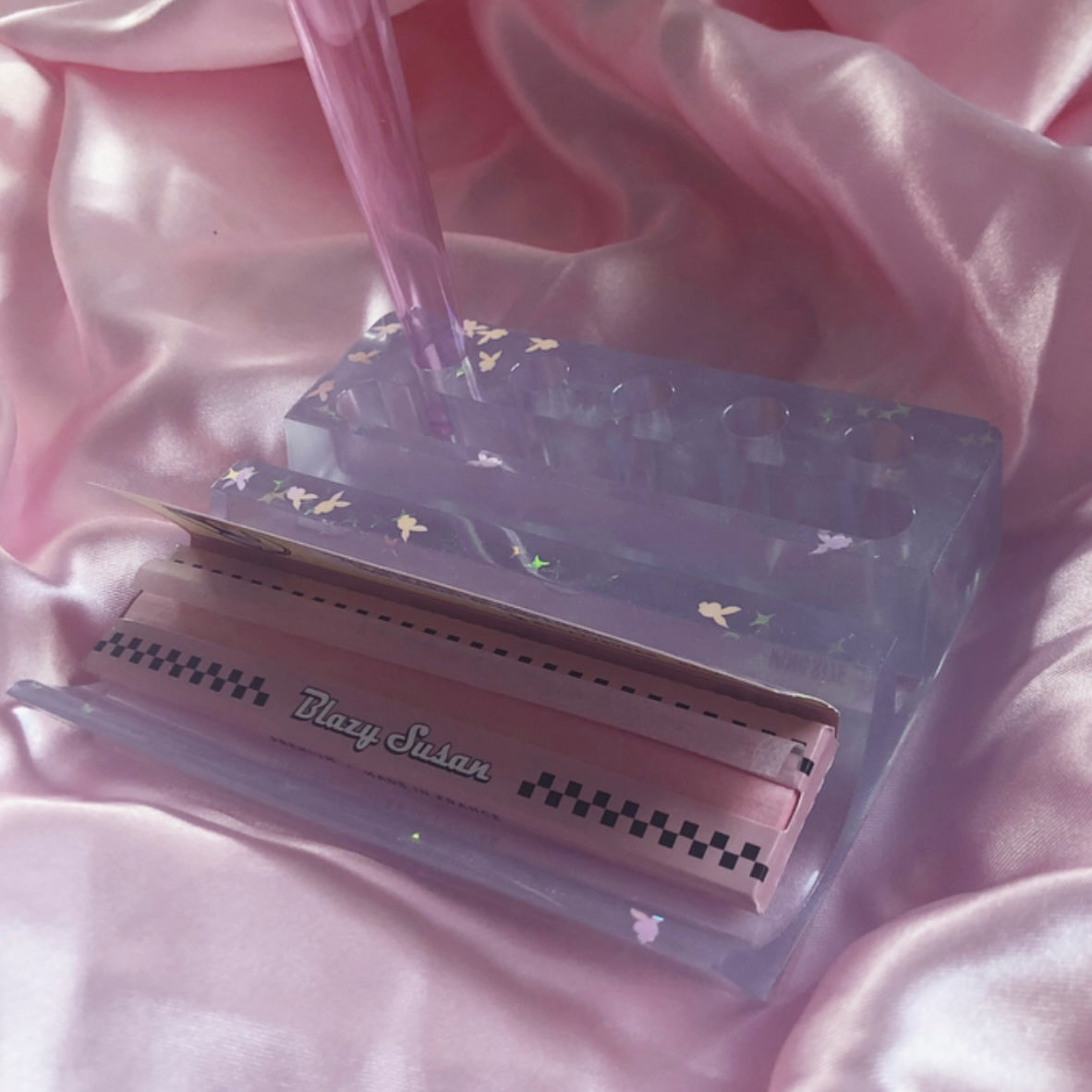 Handmade Resin Baby Pink Glitter Rolling Tray | Holder | Smoking Accessories ( pink or purple )