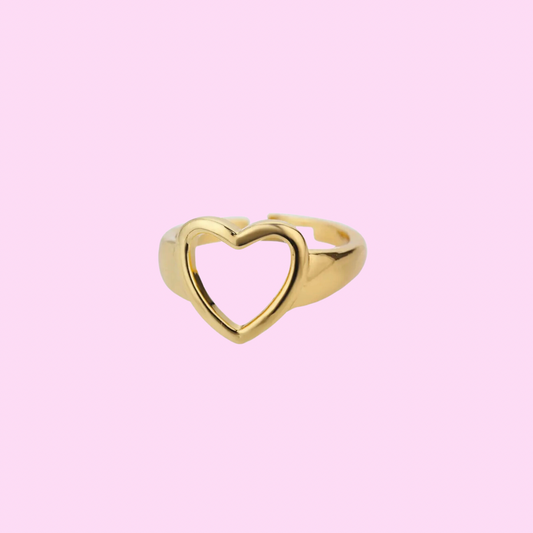 Gold heart statement adjustable Ring