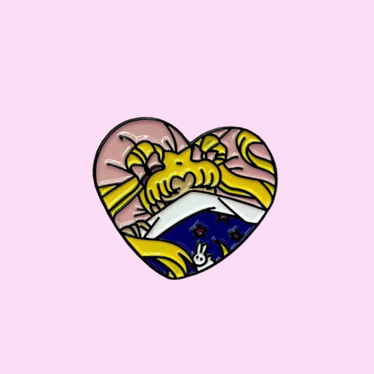 Sleepy Sailor moon heart enamel pin