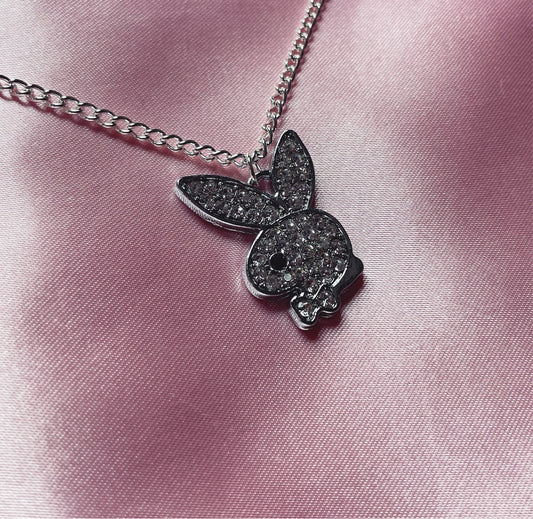 Sterling Silver Plated Diamanté Bunny Necklace