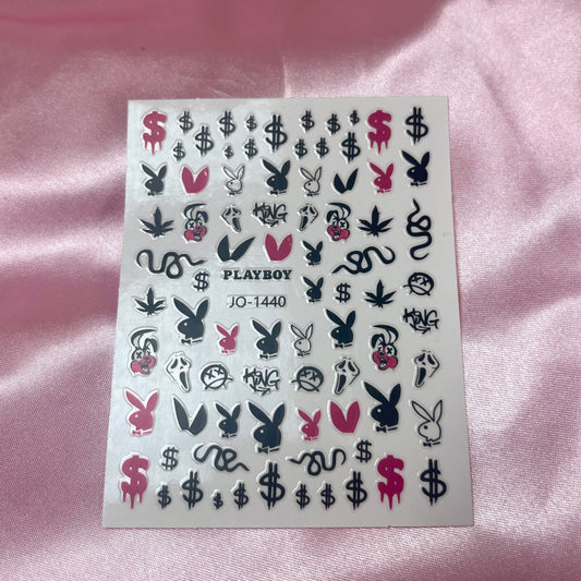 Y2k bunny leaf scream nail art sticker sheet