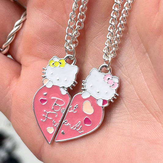 Best friends Kawaii heart necklace set