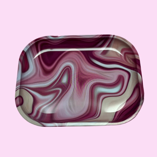 Pink wavy style Metal Rolling Tray