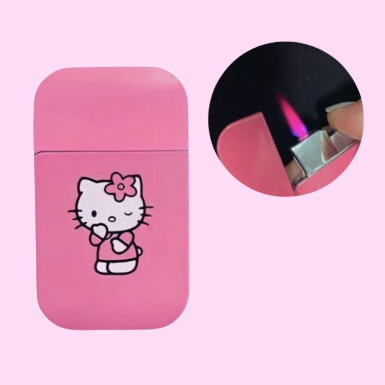 Kawaii Kitty Glitter Pink Refillable Lighter